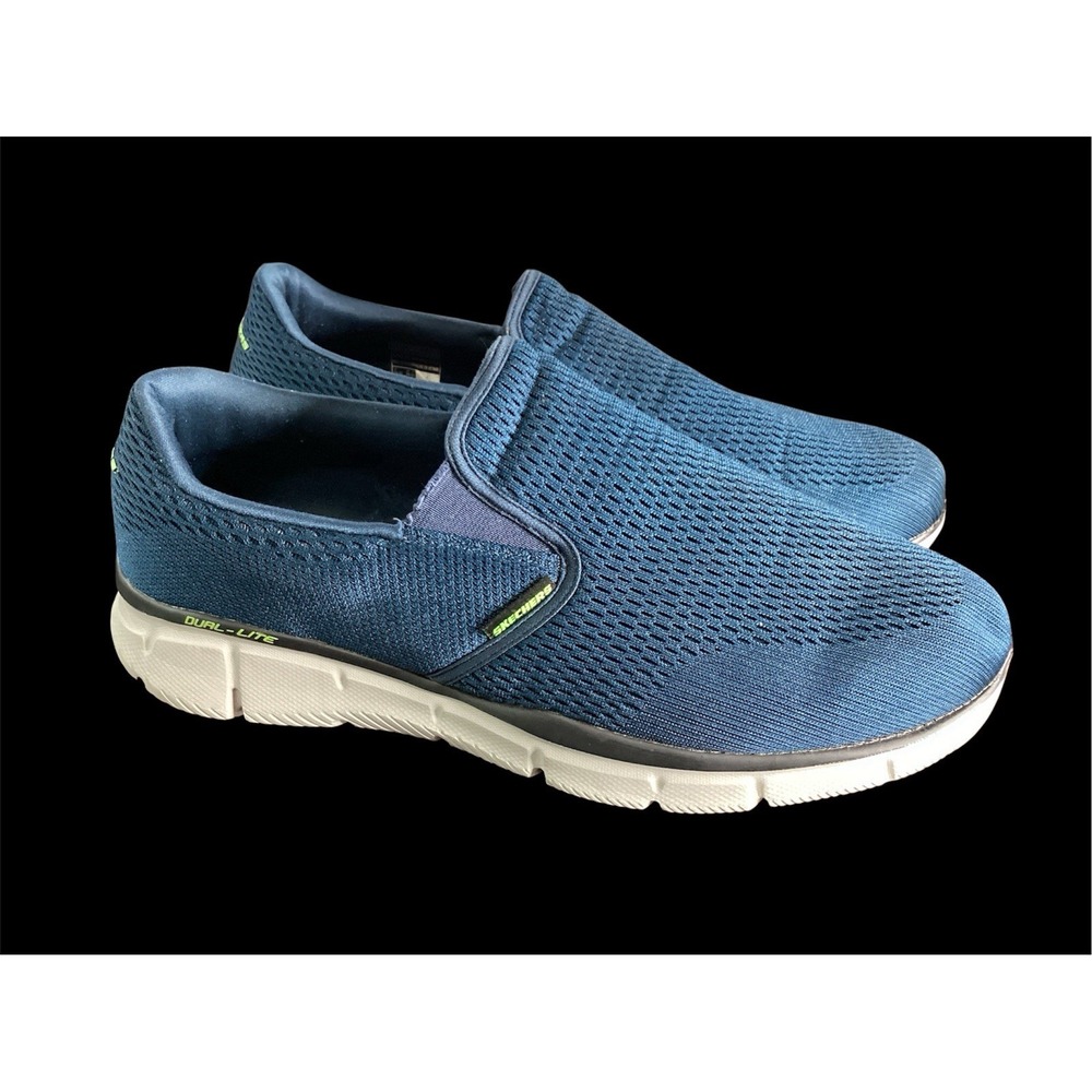 Skechers Navy Blue Slip On Shoes  Memory Foam Dual Lite Wide Fit Sz 13